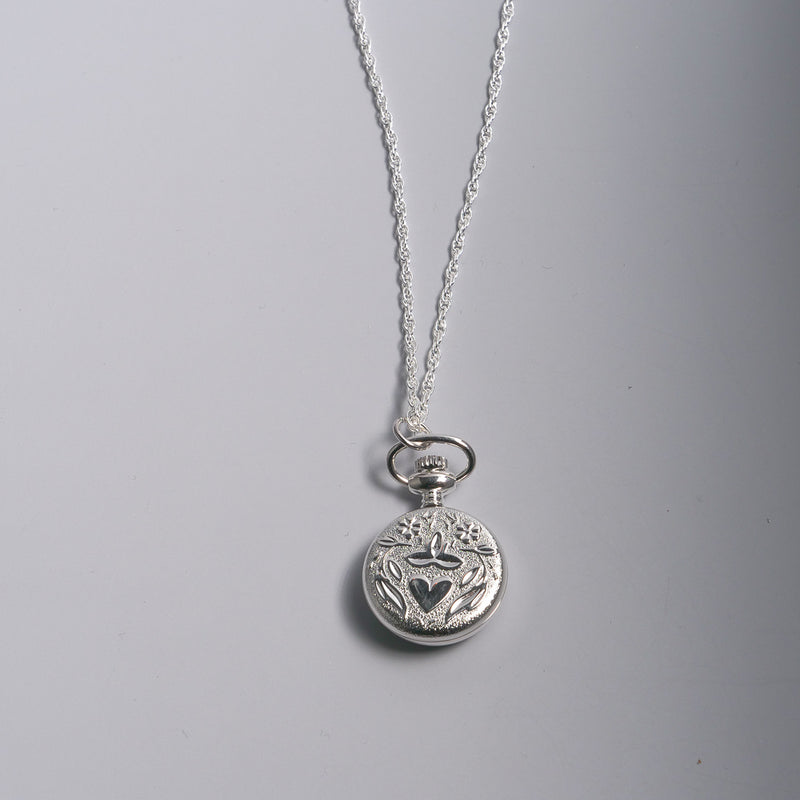 Montre à Gousset Pendentif Laval  Motif Fleur Argent