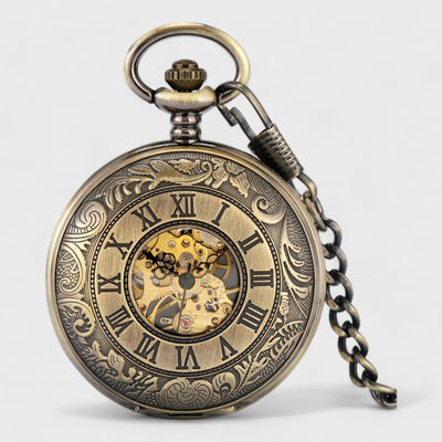 SIBOSUN Montre de Poche Mécanique Double Hunter Main-Vent Bronze Roman Numérique avec Chaîne Antique Boîte Cadeau (03.Gold SIBOSUN Montre de Poche Mécanique Double Hunter Main-Vent Bronze Roman Numérique avec Chaîne Antique Boîte Cadeau (03.Gold