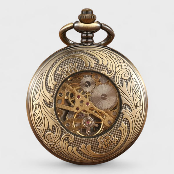 Montre De Poche Maritime Vintage - Boîtier Laiton, Cadran Jaune, Mouvement Quartz, Avec Boîte Bois