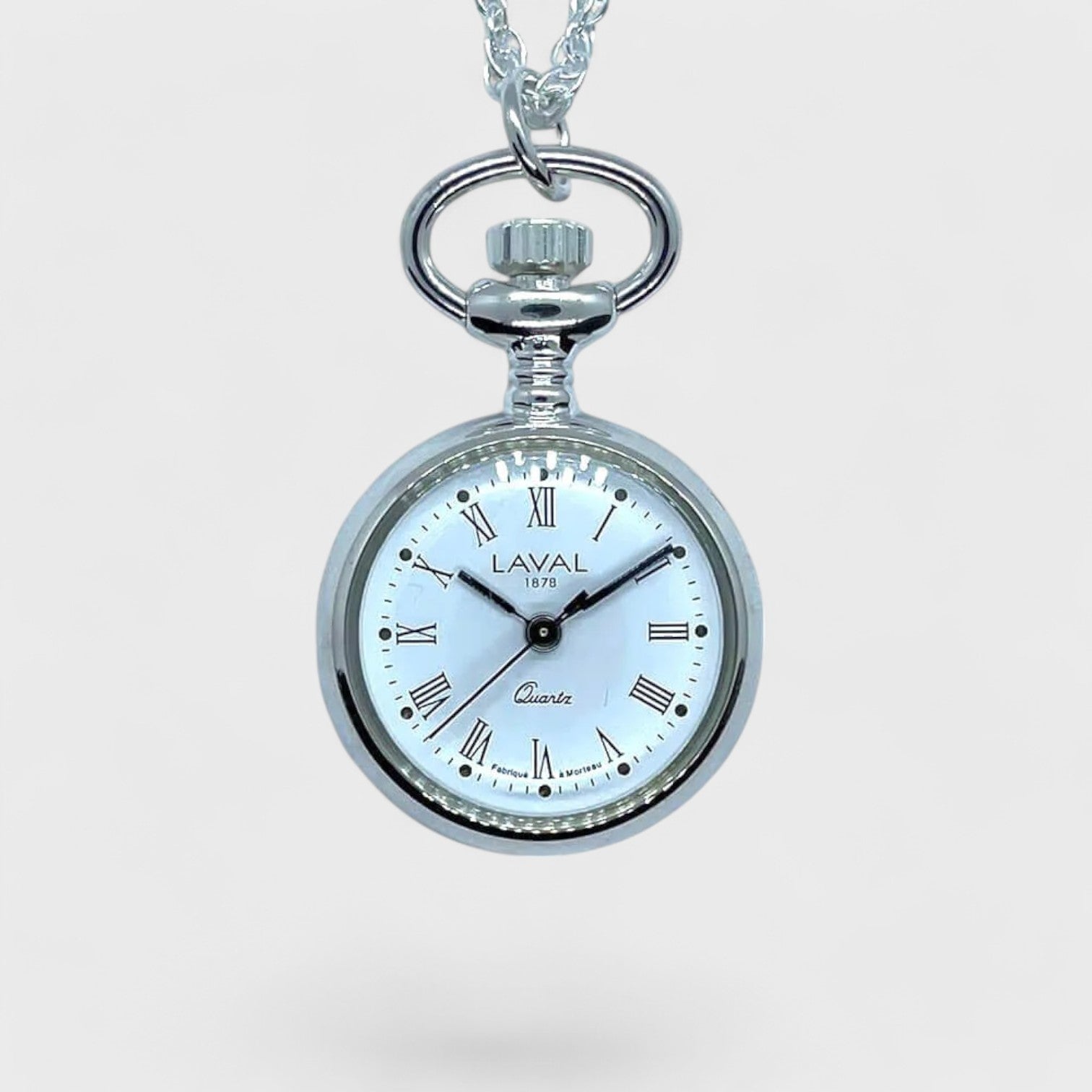 Montre à Gousset Pendentif Laval - Motif Fleur Argent