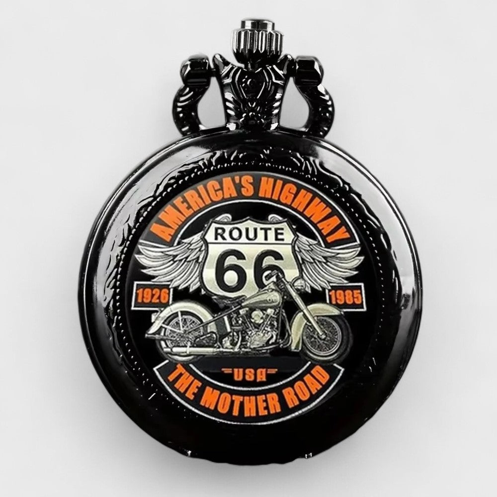Montre à Gousset Route 66 Motard Noire