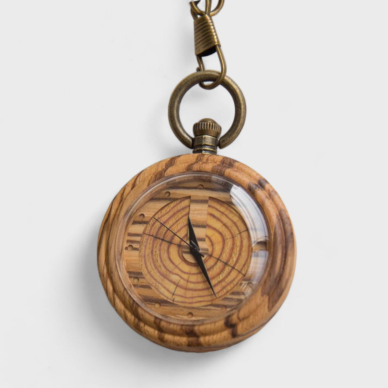 Montre à Gousset en Bois Rustique