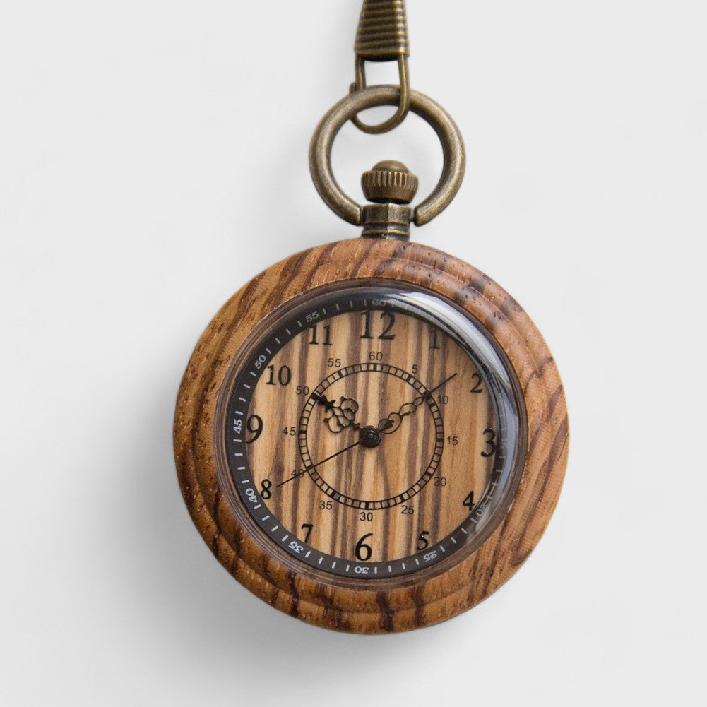 Montre à Gousset en Bois Cadran Chiffres Romains