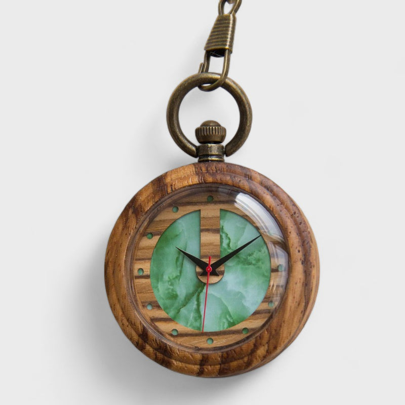 Montre à Gousset En Bois Cadran Vert