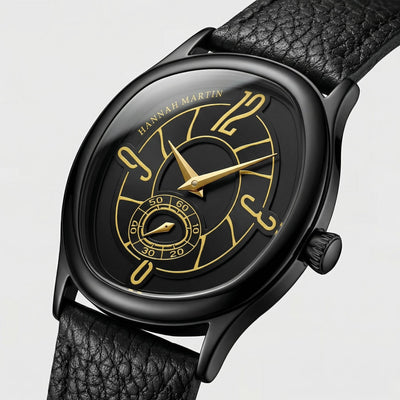 Montre Bracelet Chiffres Ondulés Doré