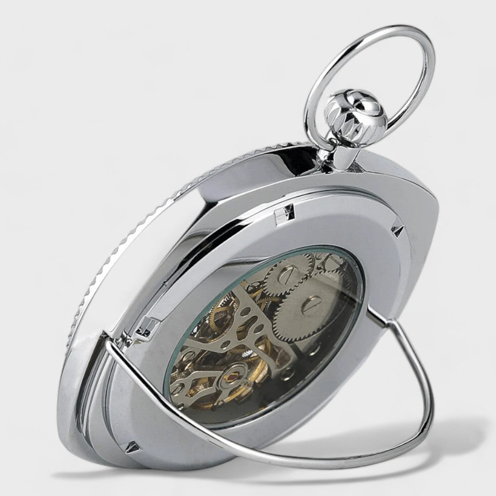 Magnifique Montre à Gousset De Col En Acier, Cadran Romantique à Chiffres Romains – Fabrication Française